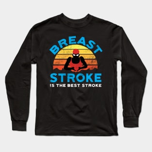 Retro Womens Breast Stroke Swimmer Long Sleeve T-Shirt